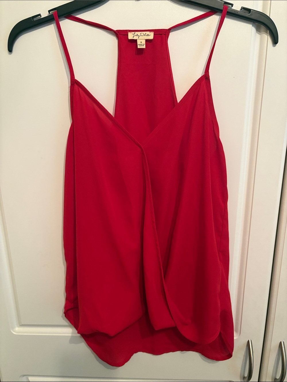 Lily White Red Draped Cami Tank
